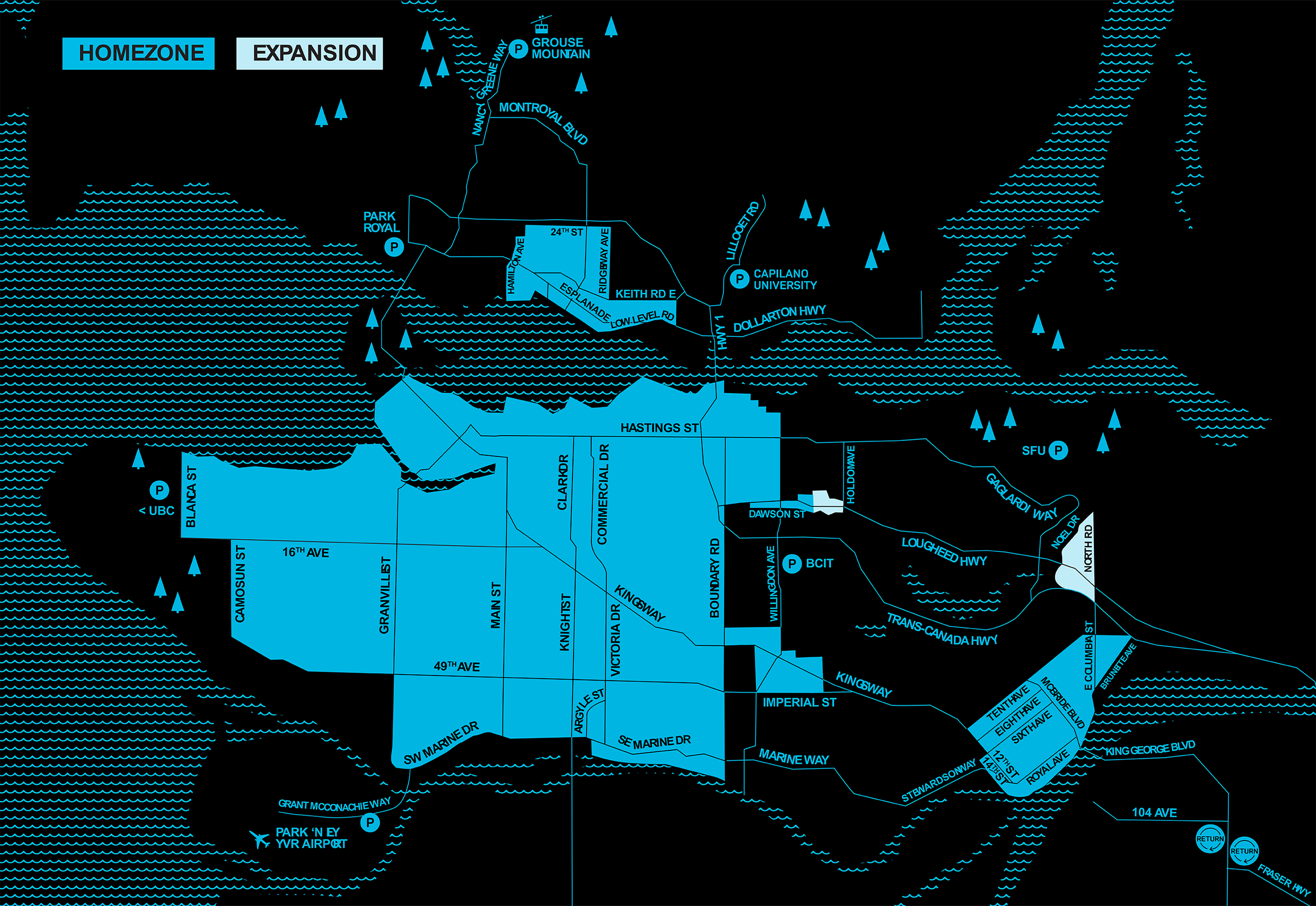 Evo Home Zone map 2024 Burnaby expansion