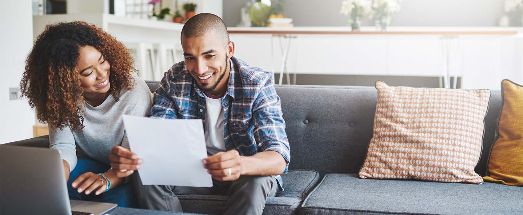 couple talking about finances at home