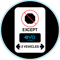 No stopping except Evo vehicles sign icon