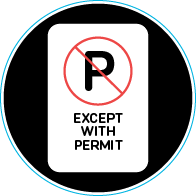 No parking except with permit sign icon